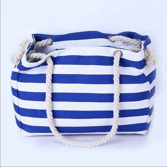 Large Capacity Nautical Tote Beach Bag - Picture 1 of 1